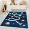 Carpetsale24 Kinderteppich Lernmatte Zahlen mit Weltraum Design Marineblau 100 x 150 cm - Kurzflor Teppich Kinderzimmer für Jungen & Mädchen Pflegeleicht Waschbar Spielteppich Babyzimmer Babyteppich