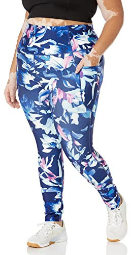Spalding Women's Activewear Pace Legging with 2 Pockets, Paradise Floral, 2X