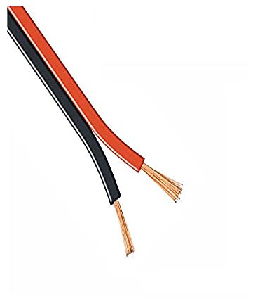 Cavo da 5 – 100 m, 2 x 0,50 mm² rosso/nero, montaggio a 2 fili, in PVC, isolato, lunghezza da 1 a 100 m, a scelta (100 m)