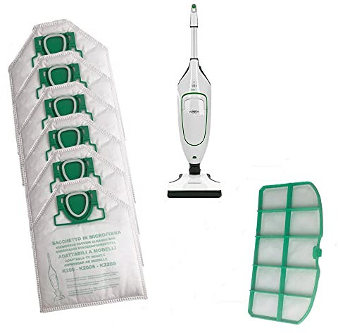 6 Microvlies Staubsaugerbeutel, 5 lagig, Allergiker geeignet, Premuim Qualität geeignet Vorwerk Kobold VK 200 + 1 Motorschutzfilter/Hepa