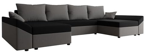 Mirjan24 Ecksofa Chione U mit Bettkasten und Schlaffunktion, 4 Sitzer Eckcouch, U-Form Sofa für Wohnzimmer, symmetrisches Ecksofa, Polsterecke mit Bettfunktion, Wohnlandschaft (Alova 36 + Alova 04)