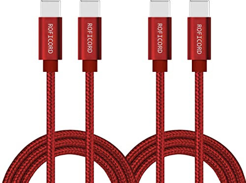 Cable USB C a USB C [2 paquetes de 0,6M] 60W Entrega de energía Cable de carga rápida tipo C Compatible con MacBook Pro/Galaxy S20/Microsoft Surface/Google Pixel y otros dispositivos USB C (Rojo)