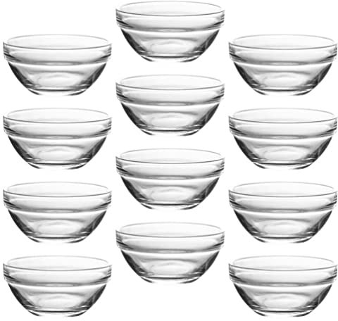 UPKOCH 12 Pièces Mini Plats en Verre, Bols En Verre Transparent – Cuisson ingrédient, sauces Tapas, Saladiers Bols