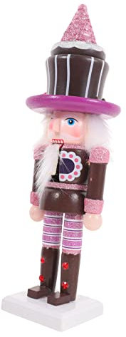 Anneome Wooden Nutcracker Figurine Pink Soldier Ornament Cake Design Desktop Decor Nutcracker Christmas Decoration