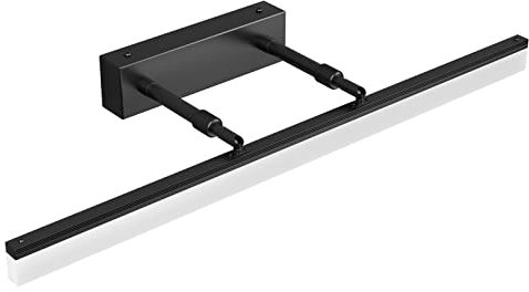 Klighten Lámpara LED de Espejo 14W 910LM Lámpara de espejo Aplique Blanco cálido 3000K Luz natural para Espejo Muebles de Maquillaje Aparato Montado en la Pared, Negro, 60CM