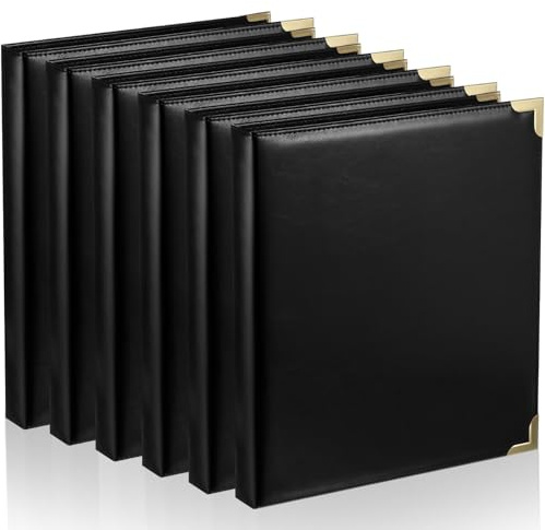Cholemy 6 Pack Black Leather 3 Ring Binder Portfolio Bulk, 0.78 Inch