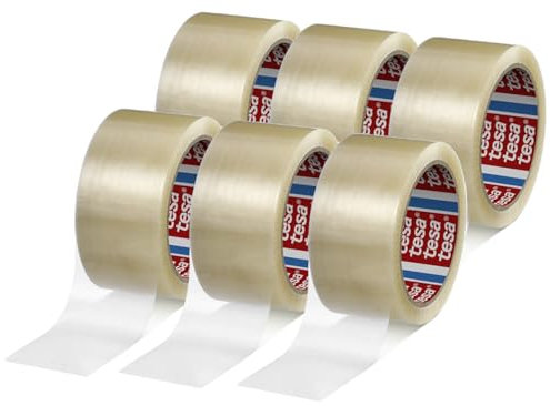 Tesa 4280 Packaging Tape – 6 Rotoli di Nastro Adesivo per Imballaggio Cartoni, Scatole, Trasloco, Magazzino, Lavoro, Sigillatura Garantita – 48 mm x 50 m, Trasparente (6 Rotoli) (Trasparente)