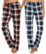 Ekouaer Schlafanzughose Damen Lang Karierte Pyjamahose Winter Weich Nachtwäsche Hose Freizeithose mit Taschen und Kordelzug Kariert Weites Bein Freizeithose L