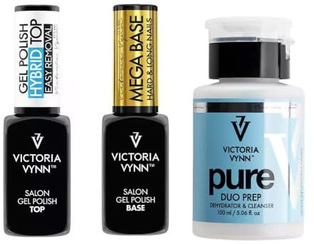 Victoria Vynn Gel Polish Top & Mega Base, 8ml - Hochwertiges Nagelgel Set mit Leerer Flasche, 150ml - Langanhaltender Glanz und Stärke