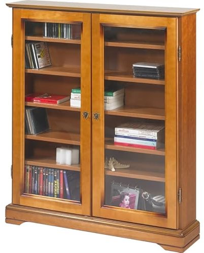 ACTUAL DIFFUSION Vitrine 2 Portes Vitrées Merisier 6 Niches L 92.4 H 105.8 P 21.5 cm