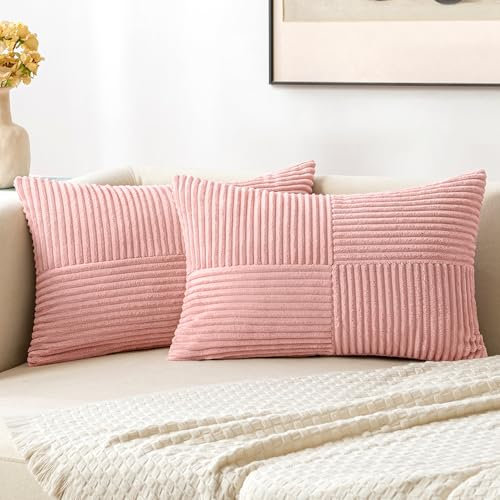 MIULEE 2er Set Kissenbezug 30x50cm Rose Kissenhülle Kissenbezüge Sofakissen Dekokissen Boho Couchkissen Kord Dekorative Zierkissenbezug für Sofa