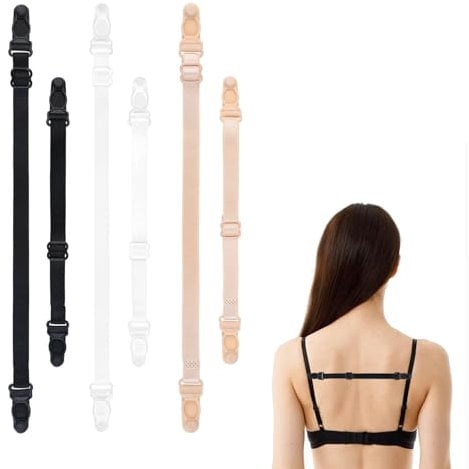 Molain 6 Pcs Bra Strap Holders for Slipping, Racer Back Conceal Bra Straps, Women's Elastic Bra Strap Holder Bra Clips to Make Racerback Conceal Straps Bra Accessories