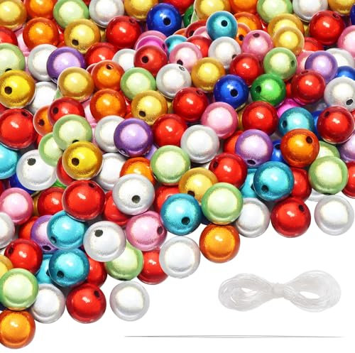 TOAOB 400 Stück Acryl Reflektierende Perlen Wunderperlen 8 mm Illusionsperle für Armbänder Halsketten Schmuckherstellung Hübsch Unter Licht