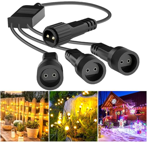 Vautvis Lichterkette Verteiler, Lichterketten Verlängerung, Stecker für Lichterkette 2 Polig, Verlängerungskabel 27cm Splitter Verteiler für Weihnachtsbeleuchtung, Eiszapfen Lichter Vorhang Lichter