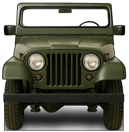 Large Army Green Off-Road Truck Cardboard Cutout for Kids & Adults – 46” x 44” Foldable Photo Booth Prop, Premium Corrugated Board, Safari Adventure Car Design, Birthday Party, Classroom Decorations