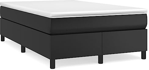 FWIKDUN Boxspringbett mit Taschenfederkernmatratze in mittelharter Härte, Kunstleder Boxspringbett mit Matratze in Schwarz und der Größe 120x190 cm