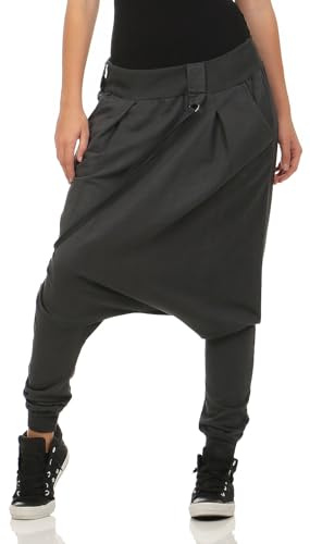 Malito Damen Haremshose mit tiefem Schritt | Jogginghose in Unifarben | Baggy zum Tanzen | Sweatpants - Aladinhose 91086