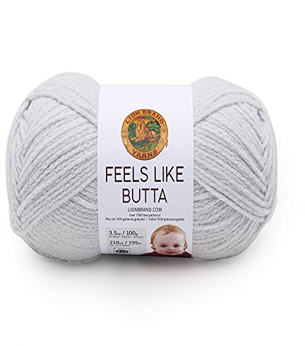 Lion Brand Yarn Feels Like Butta, Soft, Worsted Weight Yarn for Knitting, Crochet, and Crafts, Pale Grey, 1 Pack