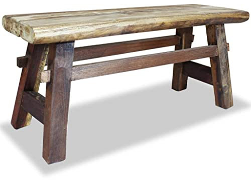 vidaXL Sitzbank Gemischtes Altholz und Massivholz Teak 100x28x43 cm
