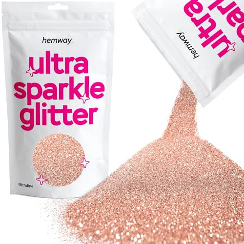 Hemway Ultra Sparkle Glitter - Rose Gold | Microfine Metallic Flakes for Resin & Epoxy Crafts | Supplies for Tumblers, Festival, Hair, Face, Body, Eye & Nail Art Decoration | 100 g