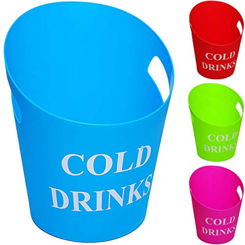 alles-meine.de GmbH 2 Stück große XL - Eiseimer/Getränkekühler - Cold Drinks - bunter Farb-Mix - 33 cm - 9 Liter - aus Kunststoff/Plastik - Sektkühler - Flaschenkühler - We..