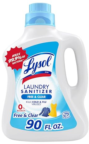 Lysol Laundry Sanitizer Additive, Free & Clear, Free from Fragrance and Dyes, 0% Bleach Laundry Sanitizer, Bacteria-causing Laundry Odor Eliminator, Unscented, 90 Fl Oz (Pack of 1) - Package May Vary