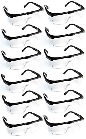 Goodway Gafas de seguridad laboral (12 unidades, con protección lateral, protección ocular certificada EN166), resistentes para la industria y la artesanía