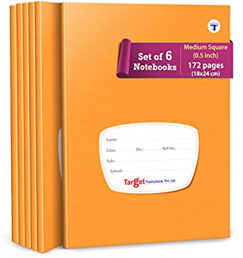 TARGET PUBLICATIONS Notizbücher mittelgroß, quadratisch, liniert, 172 Seiten, weicher brauner Einband, ca. 18 x 24 cm, Mathematikübungen, kleine Notizbücher (quadratisch, 12,7 cm), 6 Stück, GSM 57