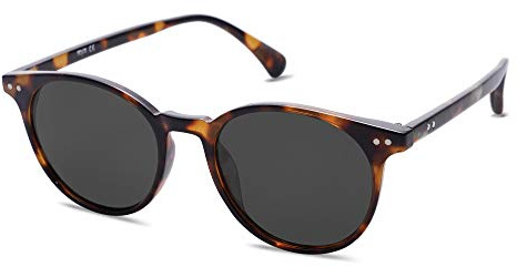 SOJOS Small Round Classic Polarized Sunglasses for Women Men Vintage Style UV400 Lens MAY SJ2113, Tortoise/Grey
