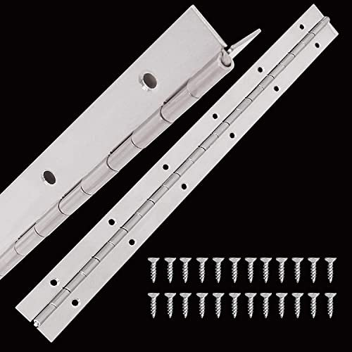 2PCS Stainless Steel 304 Continuous Hinge, Piano Hinge 11.8” x 1.2” 0.4”Thick with Screws