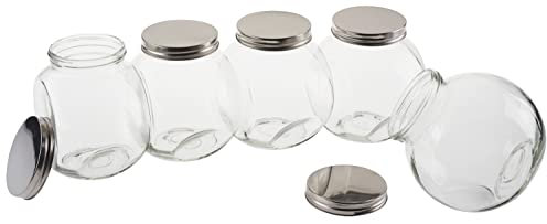VBS 5er-Pack Vorratsglas-Bonbonglas mit Edelstahl-Schraubdeckel 1.300 ml