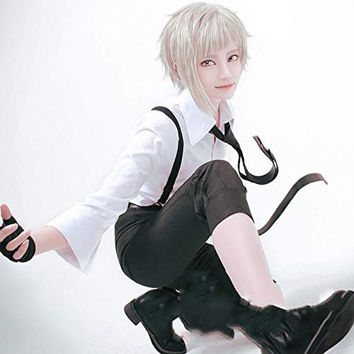 Bungo chiens errants Nakajima Atsushi Cosplay perruque courte argent gris fibre résistante à la chaleur cheveux Peluca Anime Costume perruques + bonnet de perruque