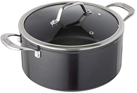 Kuhn Rikon Easy Pro Non-Stick Casserole Pot with Glass Lid, 3 Litre/20 cm, Aluminium, 3 liters, Black
