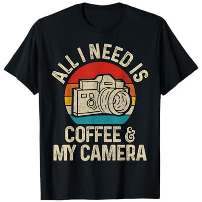 Photographers Coffee & Camera Funny Vintage Photography T-Shirt