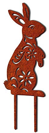 Gravierwerkstatt Osterhase Corten - Edelrost Hase - Metall Osterhase - Osterdekoration - Gartendeko - Rostdeko Ostern - Gesamtgröße: 34x12cm