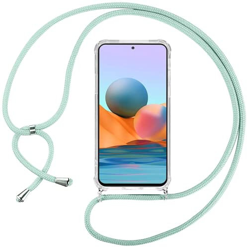 INGE Handykette Kompatibel mit Xiaomi Redmi Note 10 Pro/10 Pro Max,Handyhülle für Redmi Note 10 Pro Hülle Transparent Silikon Hülle mit Einstellbar Kordel zum Umhängen,Stoßfest,Rundumschutz- Grün