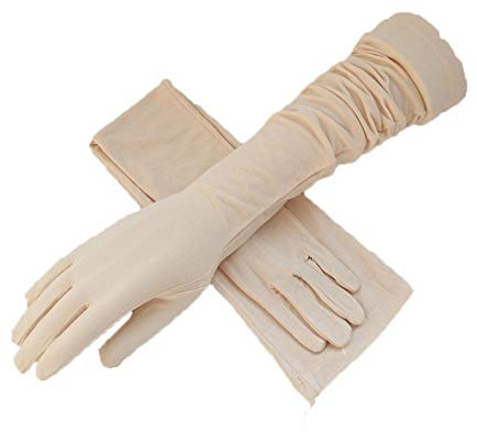 Womens Sunscreen Long Driving Gloves Arm Sleeves Touch Screen Mittens Breathable Cotton Cycling Elbow Length UV Protection Outdoor Sport Gloves Anti-Slip Summer Cycling Gloves for Fishing Golfing