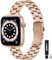 VISOOM Strap Compatible with Apple Watch Strap 38mm 40mm 41mm 42mm 44mm 45mm for Women Men, Stainless Steel Replacement Slim Metal iWatch for Series 8 7 SE 6 5 4 3 2 1 Strap, 38/40/41mm Rose Gold