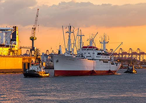 CALVENDO Poster 84,1 x 59,4 cm Querformat Cap San Diego bei der Einfahrt in den Hafen, Poster DIN A1 quer| Bilder, Kunstdruck, Wandbild, Wanddeko, Prints ohne Rahmen