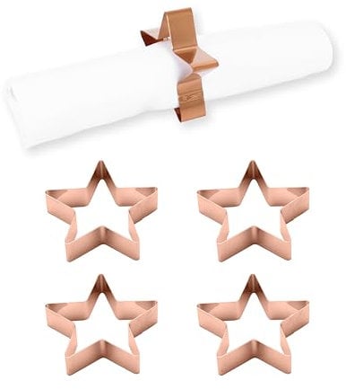Echtwerk Serviettenring-Set aus Edelstahl, Stern-Design, Serviettenhalter, Serviettenschnallen, Universal, Tischdekoration für Hochzeiten, 7 x 3 cm, Kupfer-Edition, 4 teilig