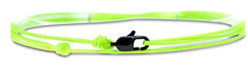 Bracelet Fin pour Hommes et Femmes avec Fermoir Mousqueton Artisanal - Bijoux de Surfeur Maritime - Bracelet Minimaliste en Tissu - 100% Étanche et Réglable (Vert Fluo Noir)