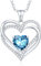 CDE Kette Damen Herzkette 925 Sterling Silber Geburtsstein Halsketten Schmuck Herz Anhänger Weihnachten Valentinstag Muttertags Geschenk Hochzeit Jubiläum Geburtstag Frau Freundin Mama