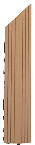 GreenBrokers DEKCO Teak 1 Piece Composite Wood Plastic Decking Interlocking Right Edge Tiles with Woodgrain Effect 37cm x 7cm