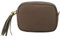 SH Leder Echtleder Umhängetasche mittel kleine Tasche Abendtasche Clutch Crossbody Bag Messenger Handtasche mit Reißverschluss 21x15cm Chiara G209 (Dunkeltaupe)