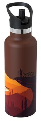 Super Sparrow Trinkflasche Edelstahl - Ultraleicht Thermobecher - 500ml - Standardmund Stroh-Deckel - BPA-Frei Thermoskanne, Thermosflasche für Sport, Travel, Schule, Outdoor