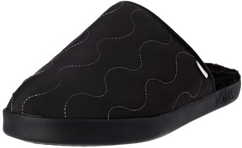 TOMS Herren Harbor Hausschuh, Schwarz Gesteppte Baumwolle Ripstop Faux Shearling, 44.5 EU