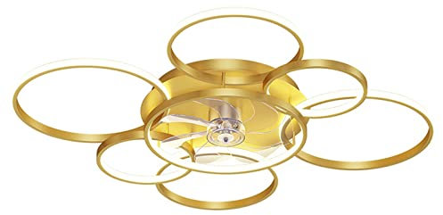 Ventilador de techo dorado de 18 pulgadas / 42 pulgadas con luz Ventilador de araña moderno, con lámpara de control remoto LED interior de 3 velocidades y 3 colores for sala de estar ( Size : 90cm/36i