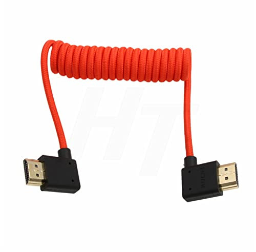 HangTon Cable HDMI 2.1 HDMI 4K 120fps 8K 60fps para ATOMOS Ninja V Sony A7siii Canon C300 C500 Ronin RS2 Monitor Cámara en ángulo derecho izquierdo tipo A trenzado en espiral