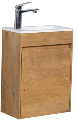 Badplaats B.V. WC Badmöbel Sinta 40x22 cm Eiche - Schrank Waschbecken Badezimmer Toilette