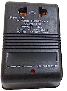 kawehiop Home Office Hotel Convertidor de voltaje portátil Camping Viajar Electricidad 110V a 220V Adaptador Regulador de fuente de alimentación, Negro, SW70 70W
